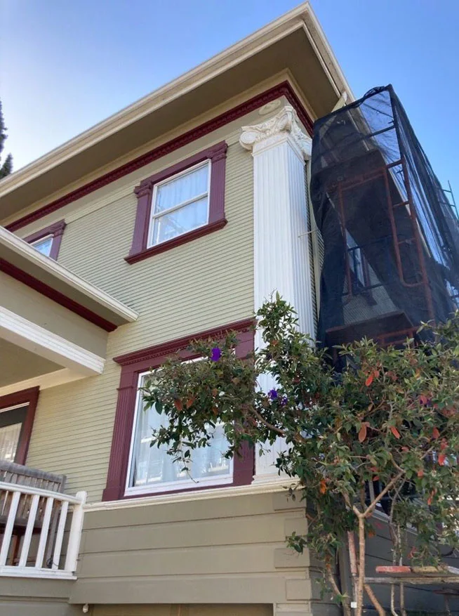Fremont Scaffolding Rental vertical scaffolding tower on residential home exterior
