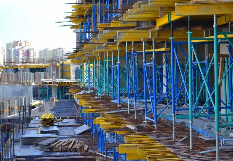 Fremont Scaffolding Rental support scaffolding used in large concrete building construction project